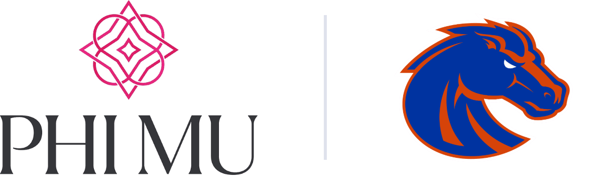 Phi Mu and Boise State University logos